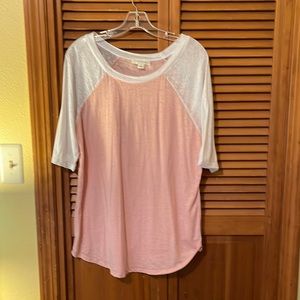 Treasure & Bond Pink and White “Baseball” sleeve top